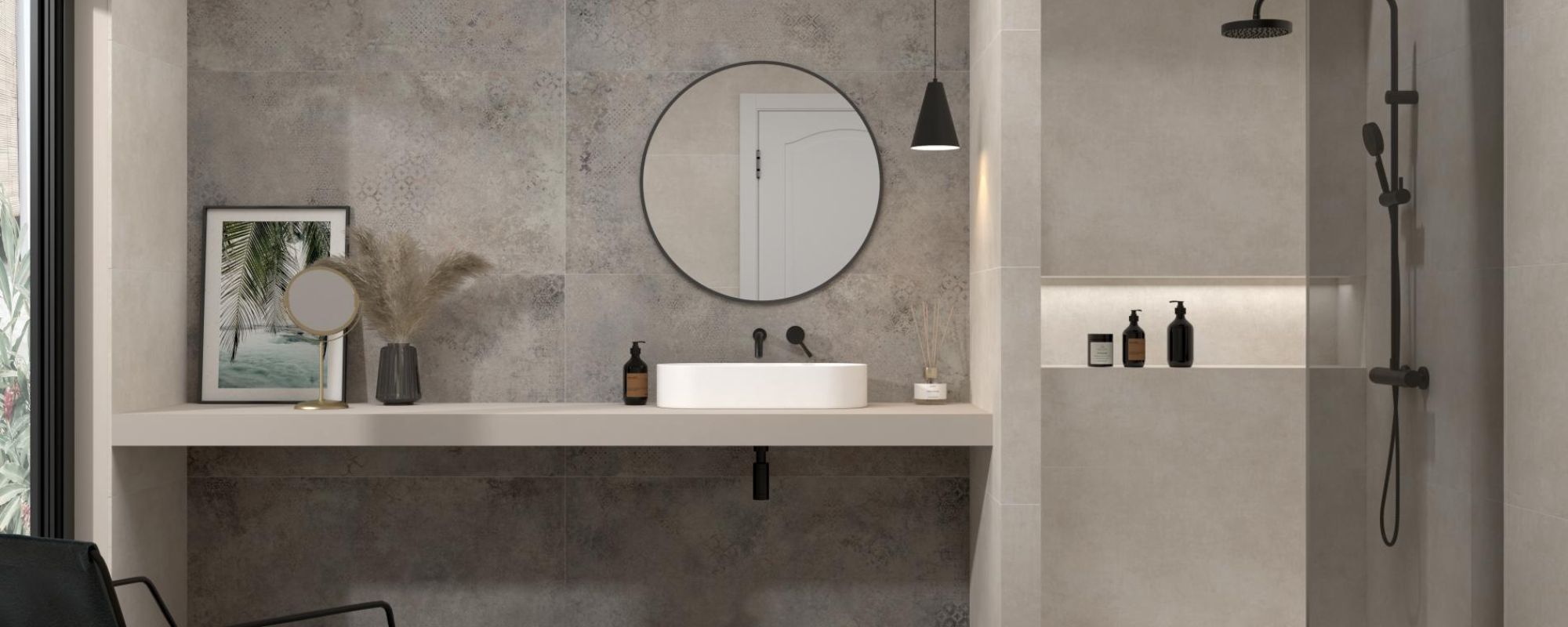 Concrete Effect Bathroom Tiles