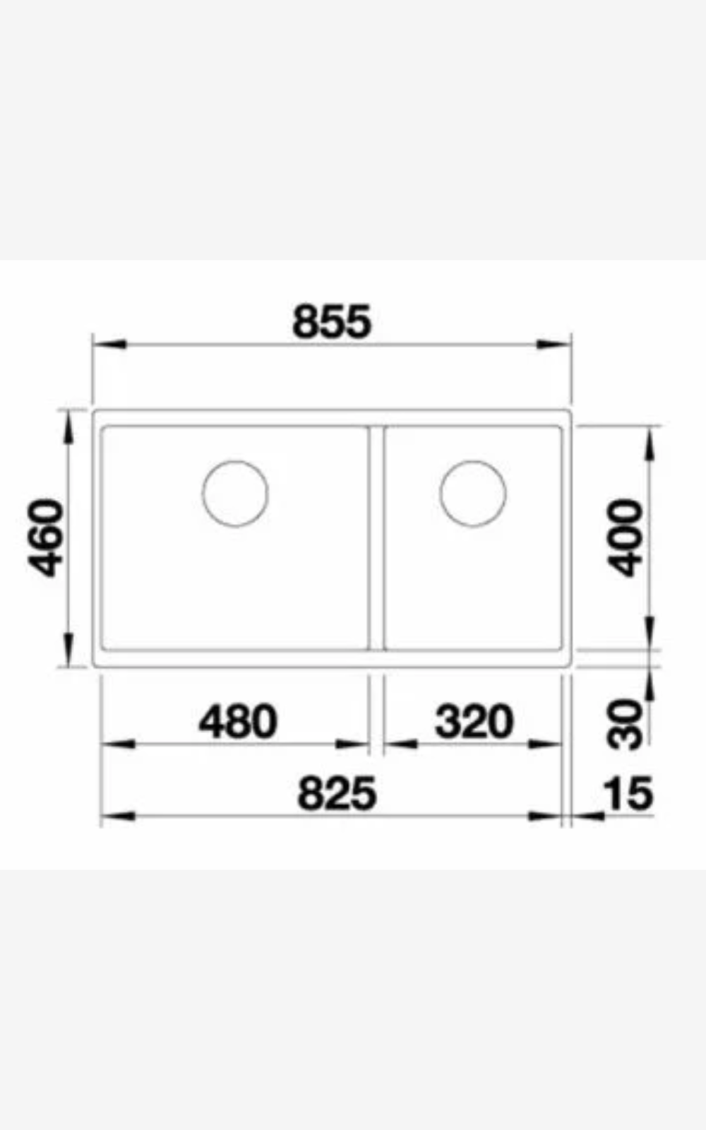 Blanco Subline 2 Bowl Undermount Kitchen Sink 480/320- ULH SG - Black 525993