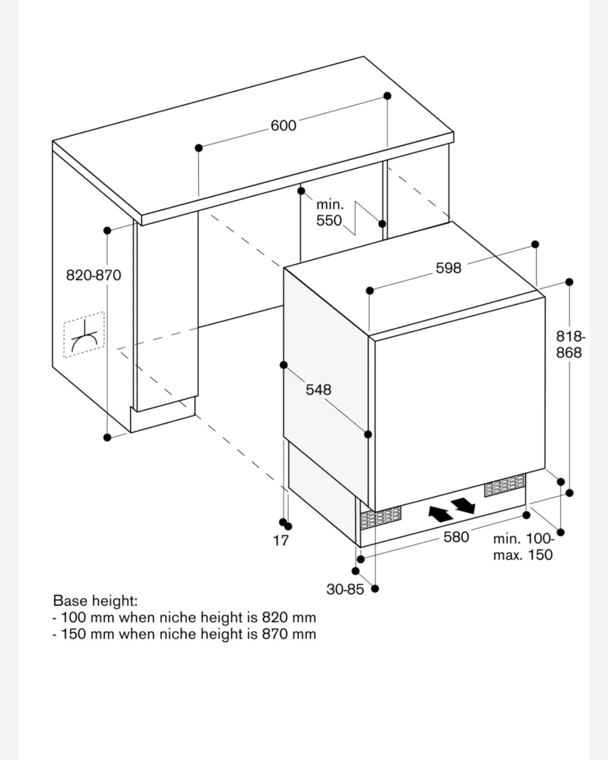 Gaggenau 200 series built-under freezer soft close flat hinge 82 x 59.8 cm RF200203