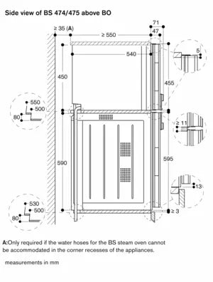 Gaggenau 400 series Combi-steam oven 60 x 45 cm Door hinge: Right, Stainless steel behind glass BS470112