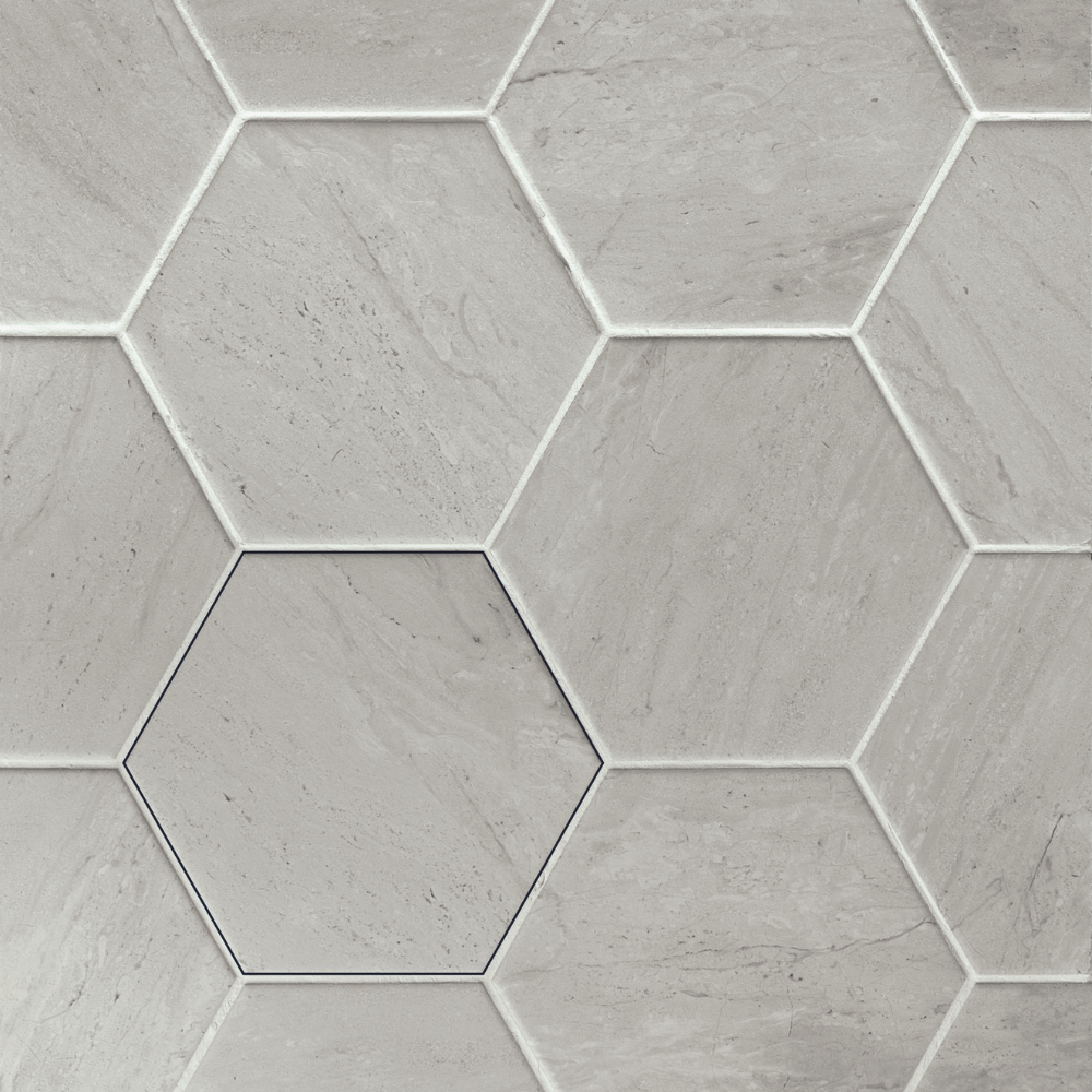 Bordaux Hexagon Grey 13.9x16cm Swatch 1