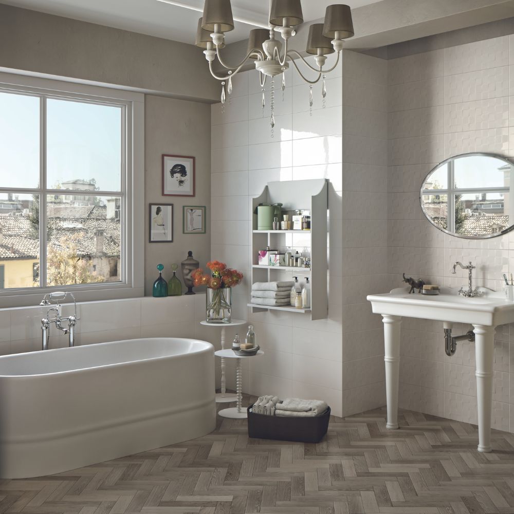 Forte Taupe 7 x 25cm Brown Porcelain Wood Effect Tile Bathroom Flooring