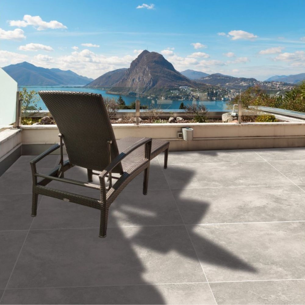 Kirkland Grey Stone Effect matt Tile Outdoors