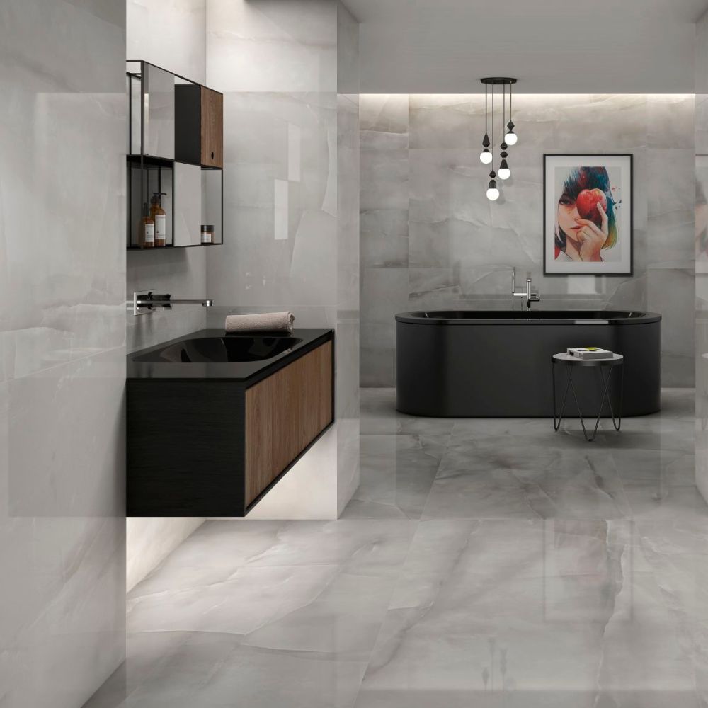 Madre Perla Tile Bathroom