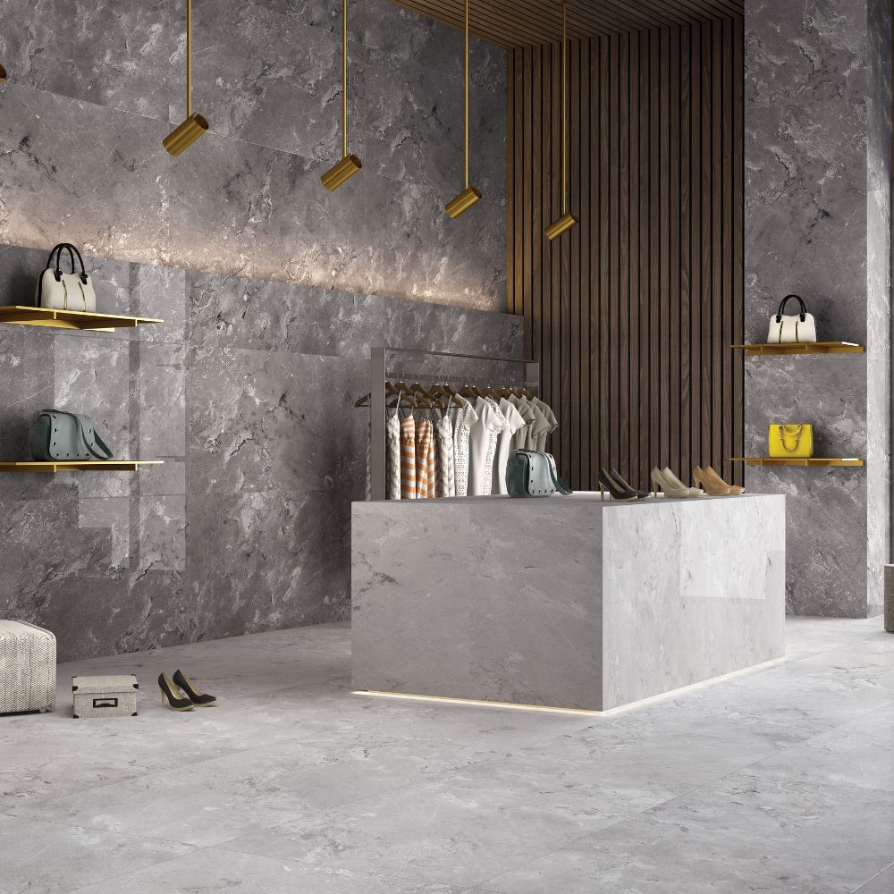 Moreno Gris 60 x 60cm Polished Tile Wall Room set