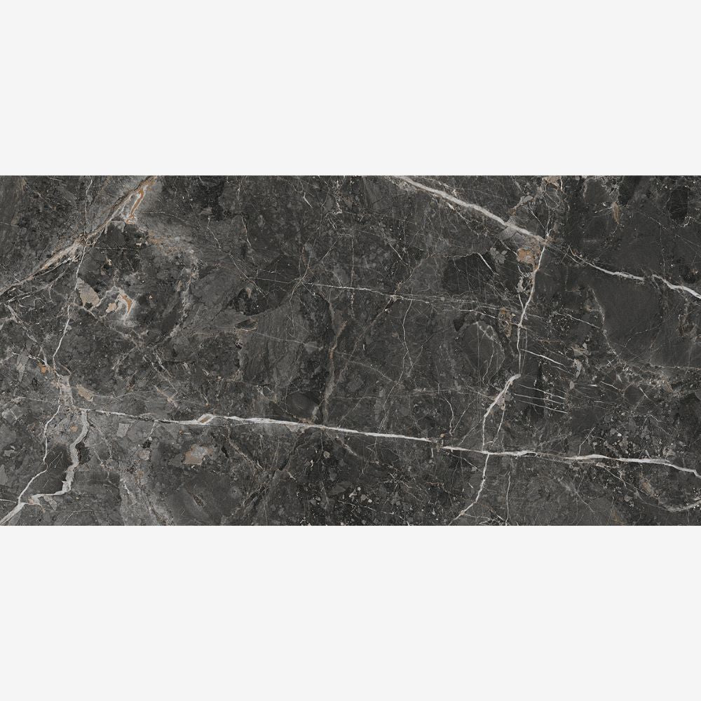 Muita Noir 60 x 120cm Polished Marble Effect Porcealin TIle Swatch