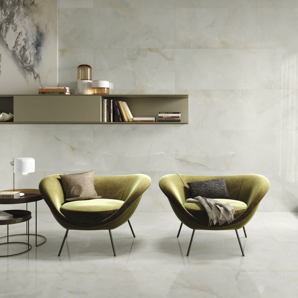 Knightsbridge Silver 60 x 120cm Onyx Effect TIle Living Room Floor and Wall