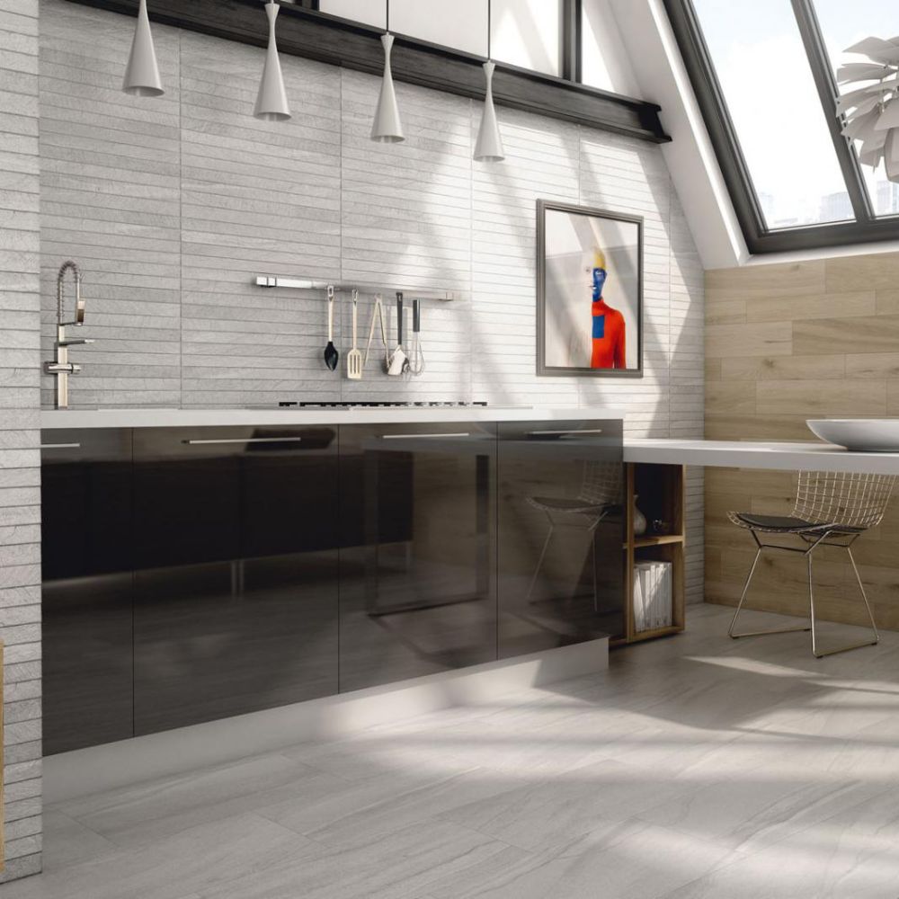 Revolution RLV Gris Stone Effect 30.3 x 61.3cm Tile Kitchen