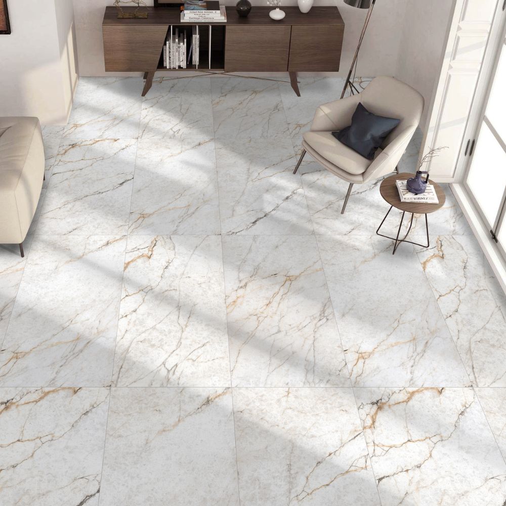 Rezzo Gemstone Marble Effect Porcelain Tile Living Room