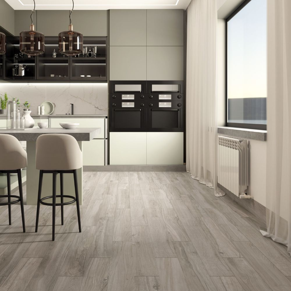 Roveria Wood Effect Porcelain Tile BBark Kitchen