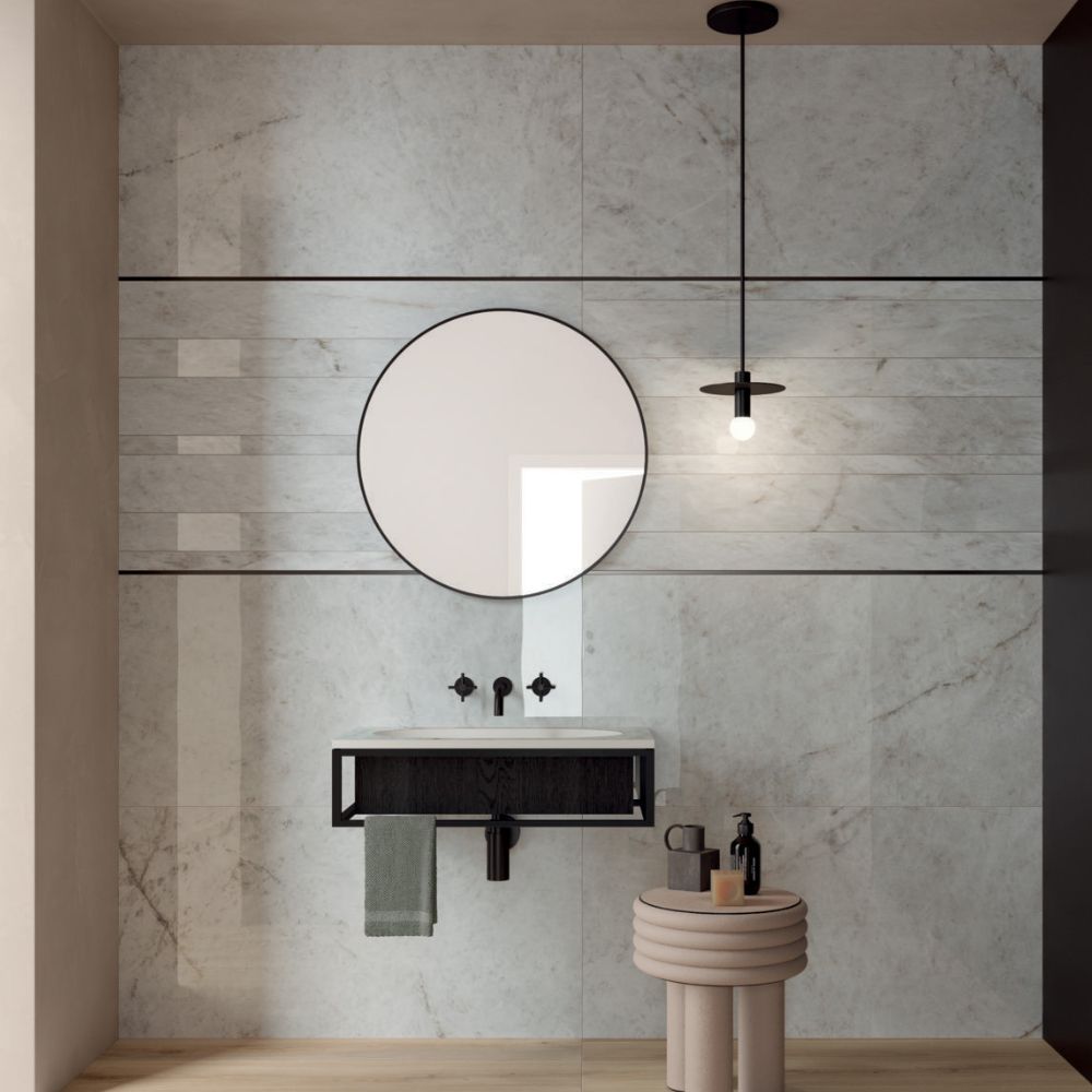 Sirrocco Gemstone Polar 60 x 120cm ONyx Effect Porcelain TIle Bathroom Wall