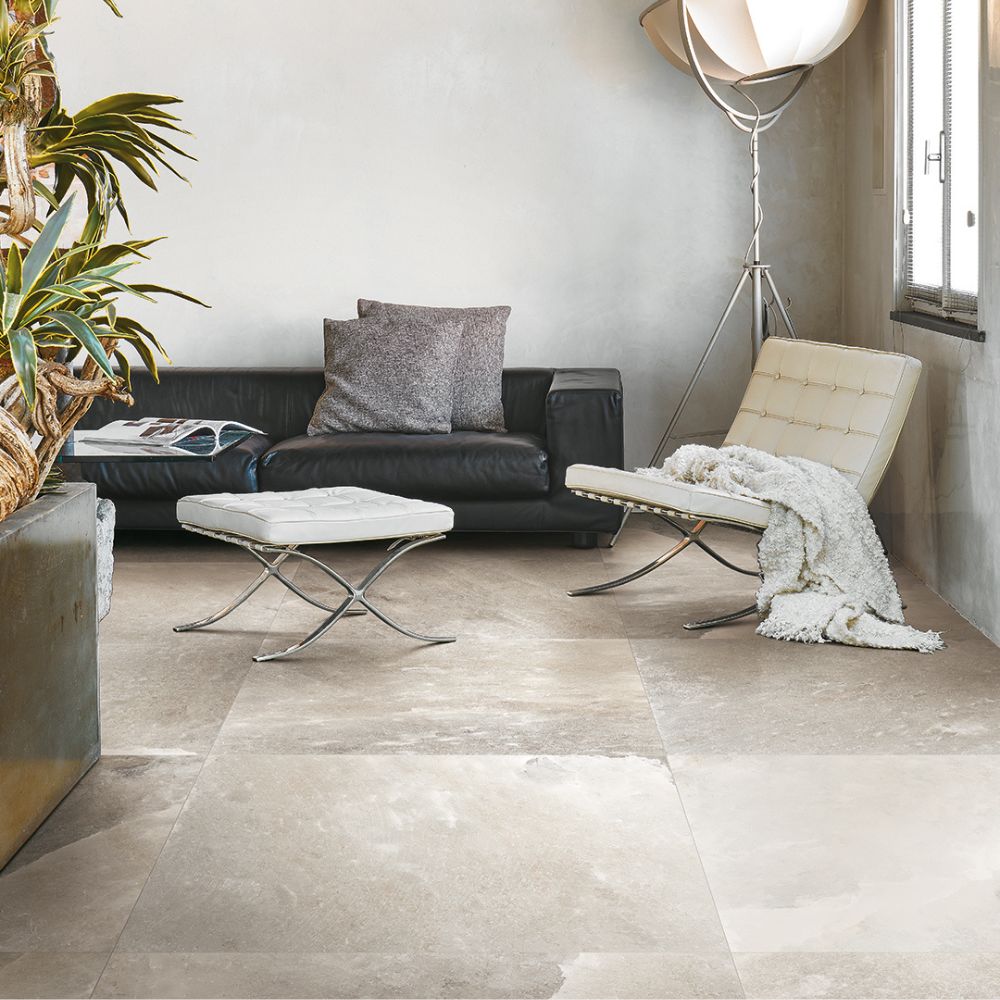 Slate Rock Deuche Smoke Onyx Effect Porcelain Tile Living Room Floor