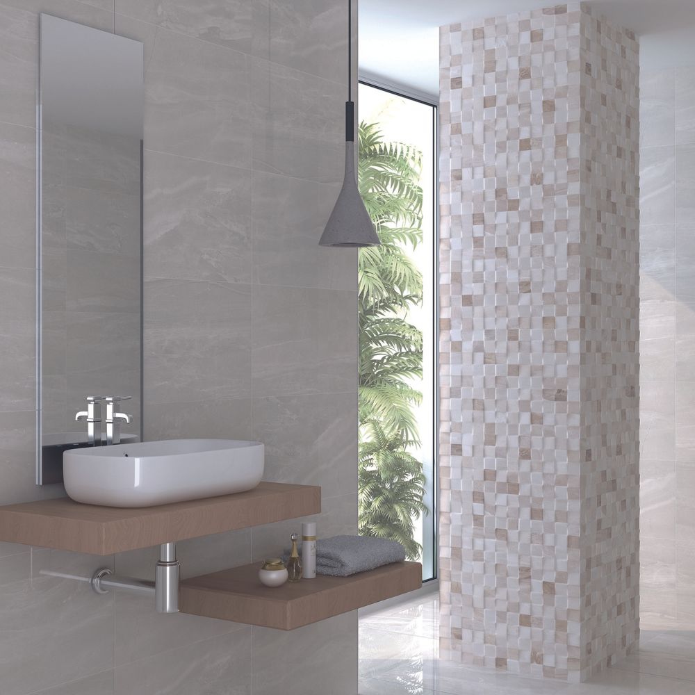 Triumph Kios RLV Grey Stone Effect Matt Ceramic Tile 33 x 55cm