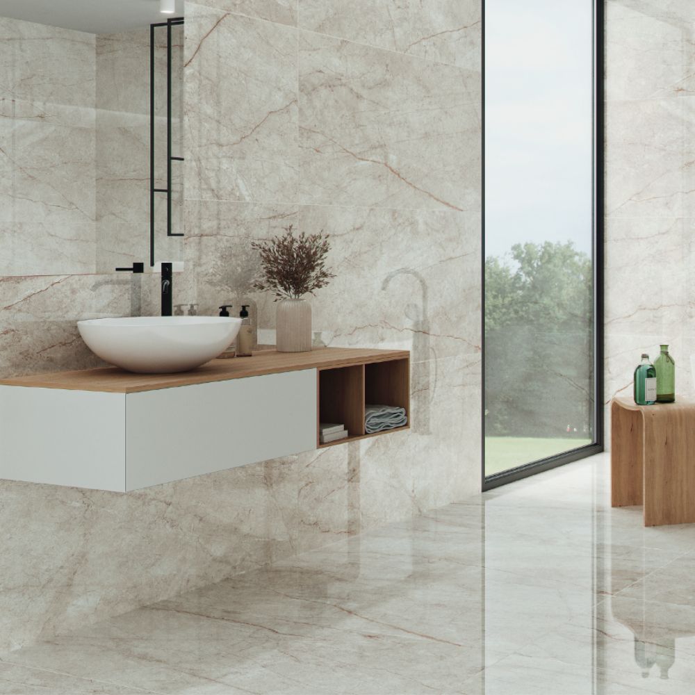 Tropical White Polished 60 x 120cm onyx Effect Porcelain Tile Bathroom Floor and Wall Marble Effect Tile