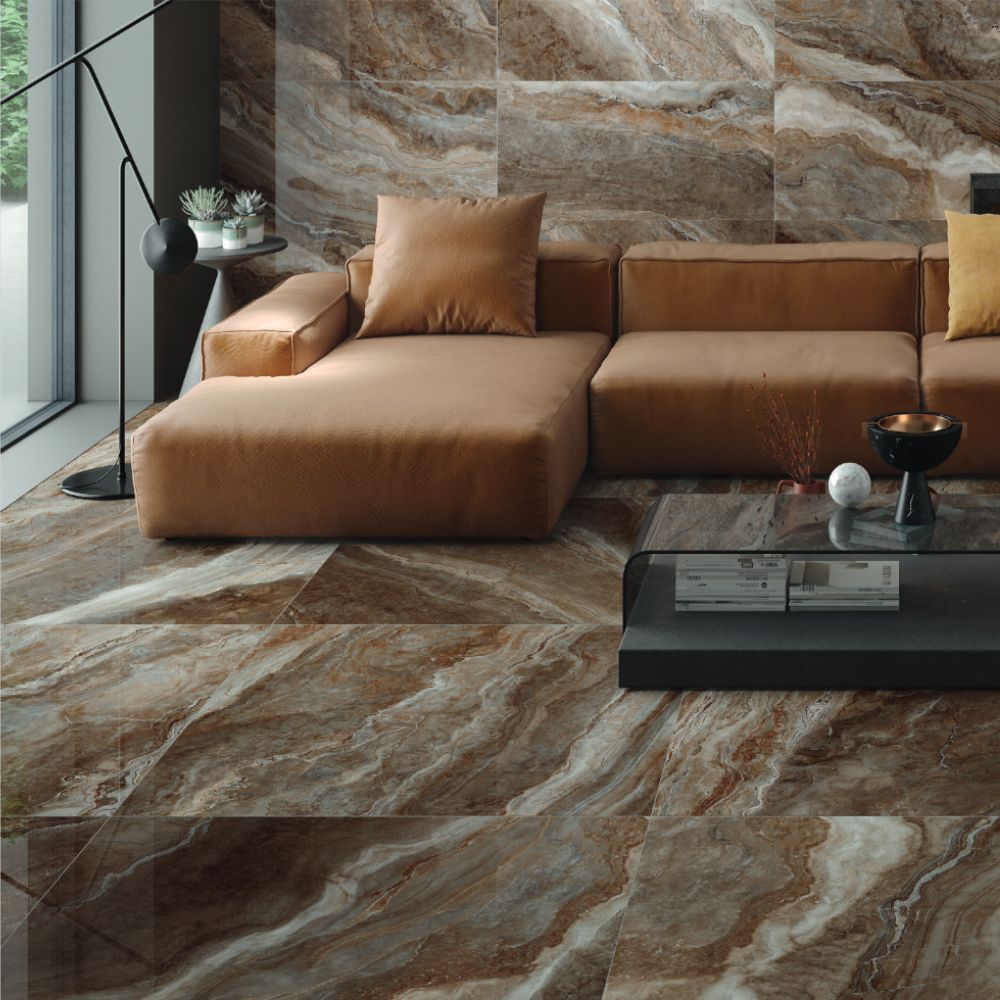 Universe Brown 60 x 120cm Pulido Polished Porcelain Tile Onyx effect living room floor andw all