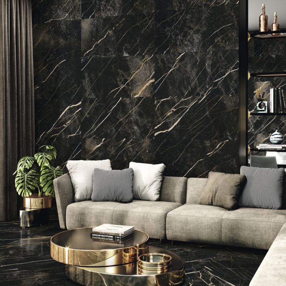 Wycomble Forest Polished Marble Effect Tile Living Room Floor and Wall